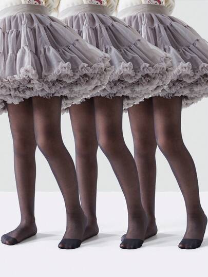 1pc Girls' Black Thin Pantyhose, Classic Fashion Delicate Skin-Friendly Versatile Tights, Minimalist Casual Elastic Soft Breathable Leggings, Suitable For Skirts, Casual Activities, Dance Practice, School Outfits