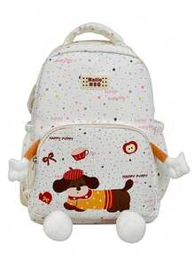 1pc Polka Dot + Puppy Design Backpack, Zipper Closure, Cute Style, Suitable For Students, Travel, All Seasons - Multicolor - View 17