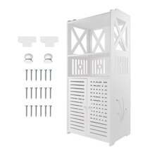 JAOSY Bathroom Storage Cabinet, Freestanding Tall Cabinet With Double Doors, Versatile Shelving Unit For Living Room, Bedroom And Kitchen, Wardrobe. 40 (L) X 25 (W) X 90 (H) Centimeters / 15.75" X 9.84" X 35.4" - 白色 - 查看 5