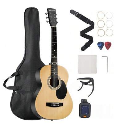 39 In Dreadnought Acoustic Guitar Natural Beginner Bundle With Gig Bag Adult
