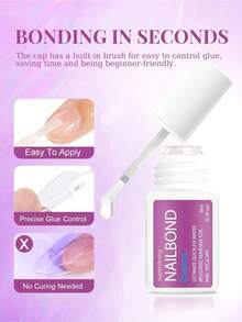 2pcs Extra Strong Brush-On Nail Glue For Acrylic Nails, Nail Tips & Press-On Nails (8ml) With File For Glue-On Fake Nails, Fix Broken Nail Repair. Acrylic Nail Glue Nail Bond Nail Glue Gel - 1PC - 查看 8