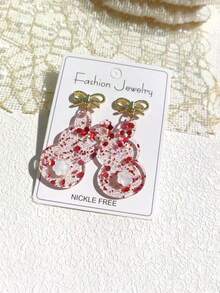 Söt påskörhänge i akryl med stjärnhimmel och rosett i legering - Multifärgad - Visa 5