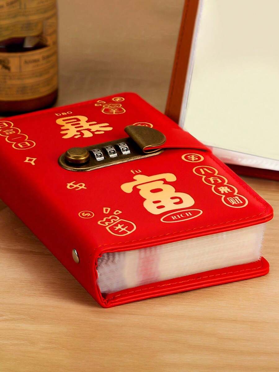 A6大容量仿皮密码保护文件袋，空间充足，自封式设计，内置钱包和收据袋。适用于挑战日志、财务监控和现金管理活页夹。 - 彩色 - 查看 1