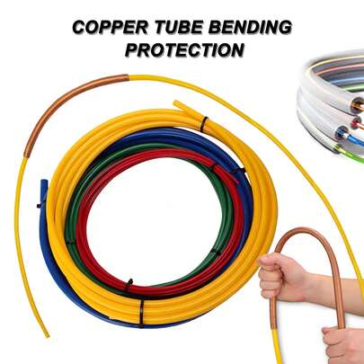 4Pcs HVAC Copper Pipe Bender Kit - 1/4", 3/8", 1/2", 5/8" Tube Bending Strips (3M) For Air Conditioner & Refrigerator Repair - PE Plastic Protector Prevents Kinks & Cracks