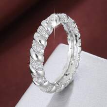 1pc Spiral Shaped Design Cubic Zirconia Inlaid Women Fashion Ring, Casual Gift - Multicolor - View 4