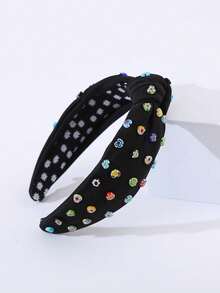 1条纯色布艺打结宽檐发箍，韩式风格，手工爱心糖果装饰，甜美可爱，百搭时尚配饰 - 黑色 - 查看 4