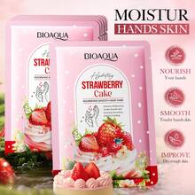 1/3/5pairs Strawberry Cake Nourishing And Smoothing Hand Mask, Specially Designed For Dry, Chapped Hands, It Moisturizes, Soothes, And Deeply Nourishes, Creating A Comfortable Autumn/Winter Look, Suitable For Autumn/Winter Seasons, Y2K, Halloween, Parties, New Year's, Thanksgiving, And Other Occasions, It Also Makes A Wonderful Gift.