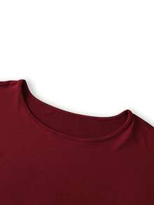 Solid Skew Neck Batwing Sleeve Bodycon Dress Sexy Ruched Mini Dress,Asymmetrical Neck Dolman Sleeve Stretchy Dress Casual Party Bodycon Dress,Sexy Slouchy Neck Long Sleeve Ruched Dress Solid Slim Fit Short Dress,Chinese New Year, Valentine's Day, Music Festivals,Evening Parties, Gatherings, Concerts, Weddings - Burgundy - View 5