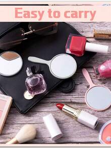3pcs New Handheld Small Mirrors, Delicate Compact Makeup Mirrors, Portable Round Mirrors, Unisex, Suitable For Parties - Multicolor - View 6