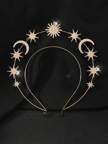 2PCS/1PC Sun Goddess Crown R Star Moon Headband Christmas Headband Halloween Headdress Bohemian Hair Accessories - Multicolor - View 4