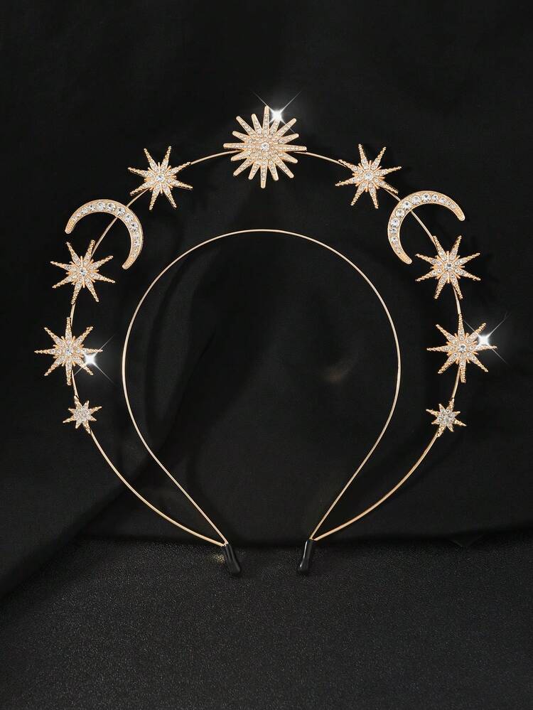 2件/1件 太阳女神皇冠和新月发箍，圣诞节/万圣节头饰，波西米亚风发饰 - 彩色 - 查看 4