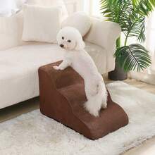 1pc Plush Warm Pet Stair Ramp, Elderly/Small Dog Assistance Ladder, Protect Every Step, Easy Up And Down, Love Lasts Longer. Sofa Bed Dog Steps, Washable Sponge Pet Stairs For Sofa, Bed, Teddy, Small Pets - Coffee Brown - View 16
