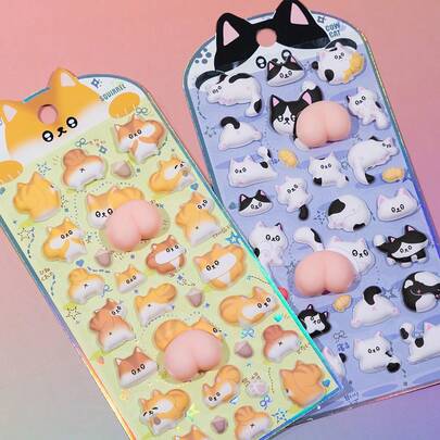 3D立体泡沫贴纸 - 兔子和熊，自粘贴纸，适用于剪贴簿和文具装饰，手工贴纸，柔软可爱贴纸，萌萌的粉色小兔子3D立体泡泡贴纸