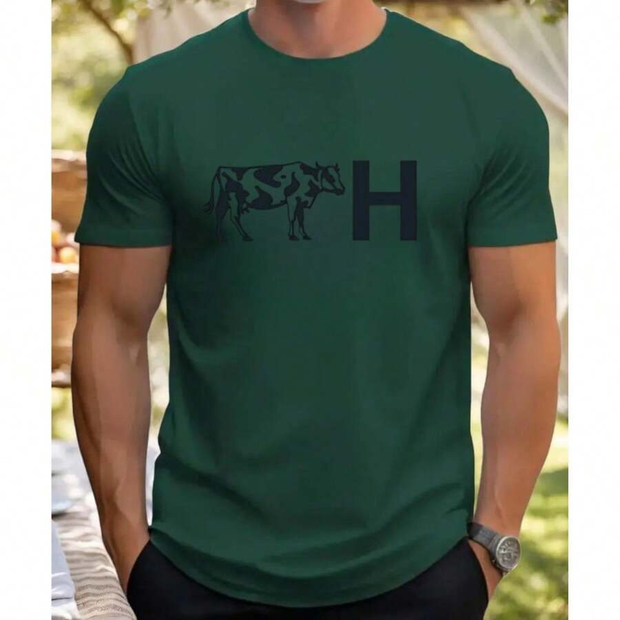 Men's Basic T-Shirt, 100% Combed Cotton 30.1, Casual, Premium Line - 綠色 - 查看 1