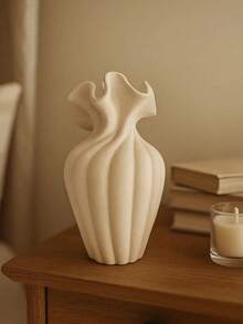 1 pieza Jarrón hecho a mano, jarrón decorativo ondulado bohemio, boca con forma de pétalo, decoración de escritorio minimalista para el hogar, regalo de estilo rústico, adecuado para sala de estar, dormitorio, centro de mesa de boda sencilla para pareja, decoración del hogar de estética neutra, se adapta al escritorio - multicolor - Ver 3