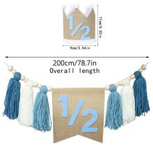 1/2 Birthday High Chair Banner, 1/2 Birthday Hat, 6 Months Birthday Burlap Banner, Wooden Bead Tassel Garland, 6 Months Birthday Decorations, 1/2 Birthday Party Supplies, Birthday Photo Backdrop Decor - Multicolor - View 3