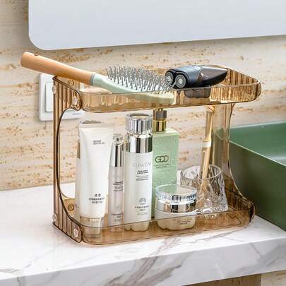 1 Stück Luxus Aufbewahrungsbox mit Doppelschicht, Tischplatte Kosmetik Organizer, Schminktisch, Badezimmer Aufbewahrung, Bohren nicht erforderlich Aufbewahrungsregal, Luxus Aufbewahrungsregal, Küchen Utensilien Aufbewahrung, Kunststoff Tischplatte Organizer, Schubladenorganizer Box, Trenner, Schmuckaufbewahrungsregal, Kosmetikaufbewahrungsregal, Hautpflege Aufbewahrungsregal, Multifunktions Aufbewahrungsregal