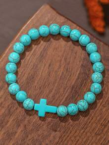 Bestselling Turquoise Cross Beaded Bracelet For Men, Tiger Eye, White Sandalwood, Black Obsidian, Lapis Lazuli Bead Bracelet Jewelry - Bracelet - View 23