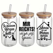 4pcs German Dogs Quote UV Transfer Stickers | Self-Adhesive Plastic Decals For Crafts, Mugs, Laptops & Water Bottles | High-Quality Prints, Durable, Festive Designs, Plaid Pattern By EYESWEB