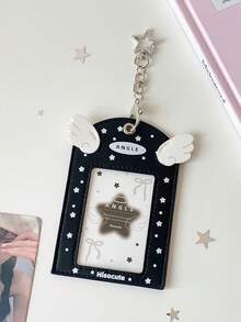 1件套女孩心形天使翅膀3英寸镂空吊坠卡片套装 学生追星者小卡片展示卡套装 校园卡包 - 彩色 - 查看 15