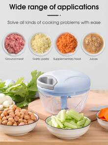 1个便携式手动食物处理器，蔬菜切碎器，蒜姜洋葱绞肉机，适用于蔬菜、水果、坚果、香草（1个蓝色） - 藍色 - 查看 11