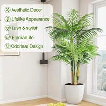 Palmera artificial de triple caña dorada de 1,2 m de alto (juego de 2), ideal para decoración de interiores y exteriores, oficinas, casas grandes y espacios tropicales (resistente a los rayos UV). - Verde - Ver 3