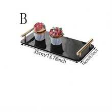 1pc Acrylic Tray With Gold-Color Handle, Suitable For Vanity, Bathroom, Kitchen, Nightstand Storage And Display - Multicolor - View 9