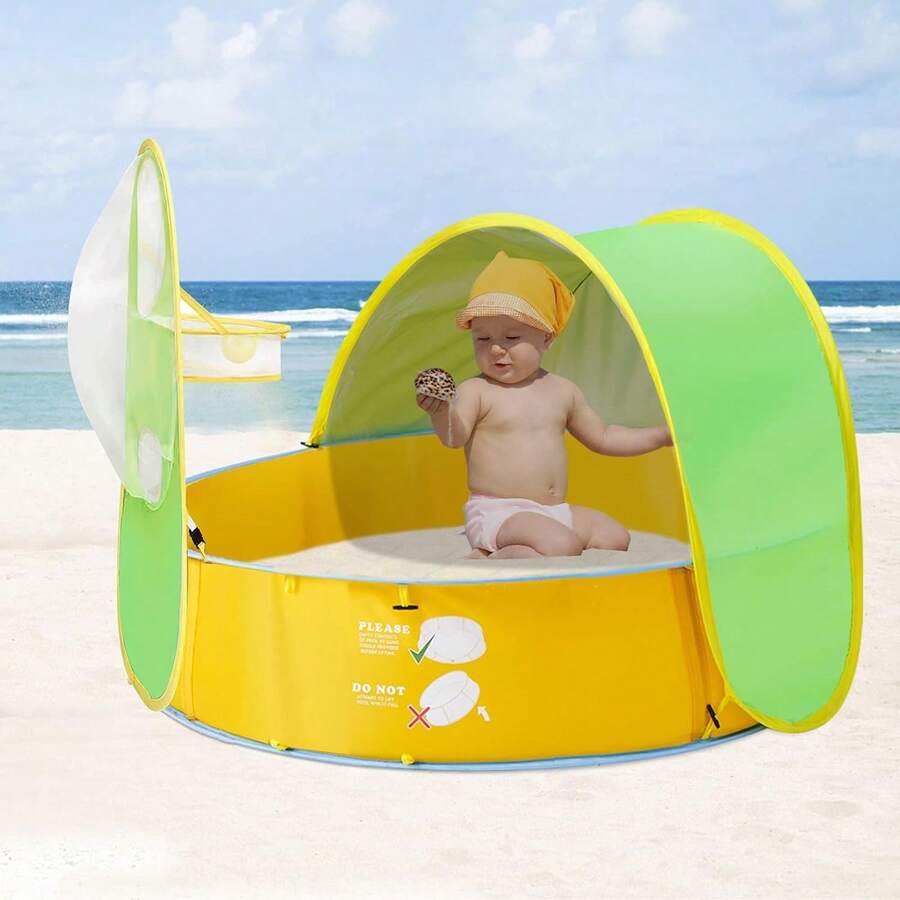 Piscina portátil al aire  carpa de playa para niños, perfecta para el verano, protegida contra los rayos UV, lo que permite que su hijo juegue libremente. - Amarillo - Ver 1