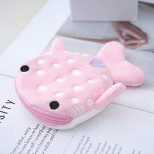 1Pc Cute Whale & Shark Shaped Plush Coin Purse With Zipper Portable Pendant - Fashion Accessory & Ideal Birthday Gift For Women - 彩色 - 查看 3