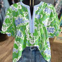 Vintage Bell Sleeve Blouse - Short Puff Shirt Top, Retro Casual Summer Dress To Face Blouse For Spring/Summer Outfits, Regular Fit Non-Stretch Elegant Smock (Matching For Any Of The Above Are All Acceptable) - [多色的] - 查看 4