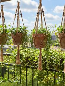 1个室内植物吊篮 - 手工编织室内植物吊篮
