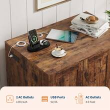 Gabinete de Arena de Gato Grande con Recolector Integrado, Enclosure para Caja de Arena Autolimpiante, Estante Ajustable Antiperro + Estación de Carga, Casa de Gato Oculta para Interior - Marrón - Ver 3