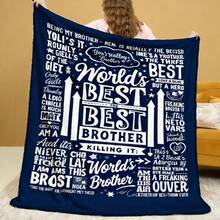 1pc Brother Birthday Christmas Flannel Blanket Gift Flannel Throw Blanket - 280gsm Perfect All Seasons Valentine's Day Gift, Cozy Blanket - Color01 - View 4