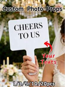 1/3/5/10/20pcs Customized Photo Props And Personalized Hand-Held Signs, Tailored For Various Celebration Occasions Such As Weddings, Parties, Birthday Parties, Bachelorette Parties, Fashionable And Elegant Photo Props. These Fun, Charming, Stylish, And Elegant Signs Can Be Used As Props For Wedding Photo Booths. - Multicolor - View 1