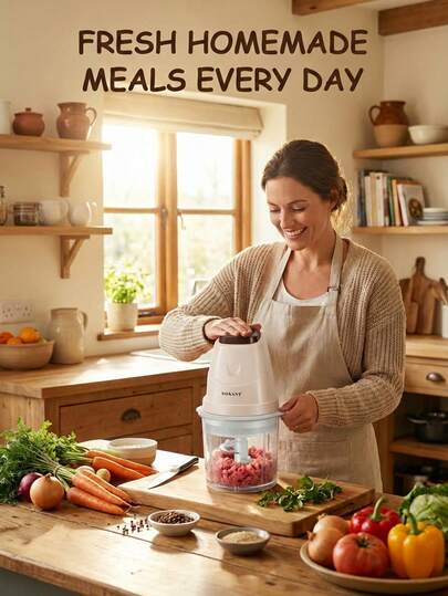  SOKANY06009 0.7升迷你食物料理机 - 电动切肉搅拌机，不锈钢刀片，双速设计，适用于肉类/蔬菜/婴儿辅食，小巧便携，适合家庭和宿舍使用