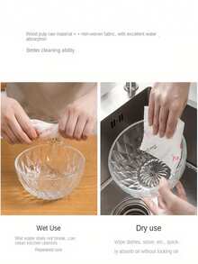 Reusable Kitchen Paper Towels, Disposable Cleaning Wipes, Highly Absorbent, Non-Stick Oil, Roll-Up, Random Patterns, Suitable For Kitchen, Car, Living Room, Bathroom, Bedroom And Other Occasions, Essential Kitchen Cleaning Item And Decorative Kitchen Accessory - Multicolor - View 9