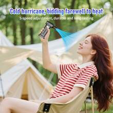 1pc Cordless Turbo Fan, Portable Personal Use Fan, Rechargeable Handheld Fan With Type-C Fast Charging, Large Capacity Battery, Digital Display, LED Lighting, Includes Multiple Adapters, Suitable For Home, Computer, Car, Cleaning, Black ABS Material, Fashionable And Compact Design! - High-quality Turbo Fan - View 9