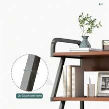 Soporte de impresora móvil con ruedas - Carro de impresora de 3 niveles - Construcción de madera y metal - Mesa de impresora grande con estantes para fax, fotocopiadora y escáner - Marrón - Ver 4