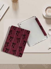 Ốp bảo vệ máy tính bảng màu đỏ rượu vang kèm nơ, tương thích với iPad 9.7/10.2/10.5/10.9/12.9/Pro 11, thế hệ thứ 10, tương thích với Samsung Galaxy Tab S6 Lite 10.4 inch, tương thích với Kindle Paperwhite thế hệ thứ 12 năm 2024, Kindle (thế hệ thứ 11) ra mắt năm 2022, chống rơi vỡ, chân đế thông minh/tự động bật/tắt màn hình, một món quà lễ hội tuyệt vời. - Nhiều màu - Xem 4