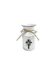 Distressed White Flower Vase. Suitable For Pink Peony & Silver Leaf Bouquet, Paired With An Open Notebook On A Lace Tablecloth, Accented With Flower Petals To Create A Gentle And Elegant Literary Atmosphere. - White - View 10