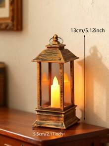 1pc Vintage Handheld LED Lantern Light (With Battery), Indoor Tabletop Decor LED Lantern, Ramadan Eid Al-Fitr Eid Al-Adha Decor Lantern, Wedding Party Holiday Camping Decor LED Lantern, Bedroom Decor Tabletop Night Light - Yellow - View 17