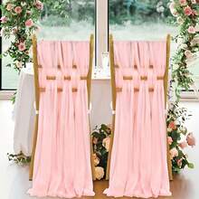 Wedding Chiffon Chair Decor Set, Sheer Voile Drape Suitable For Artificial Eucalyptus Poles, Church Aisle Decoration, Lightweight No-Iron Curtain, Applicable For Bridal Shower / Anniversary / Bachelorette Party / Valentine's Day Events, Bow-Tie Chair Back Decor, Photo Booth Prop, Great Gift - Multicolor - View 11