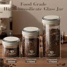 1pc Vacuum Coffee Bean Storage Canister, Providing 3 Capacity Options To Meet Different Storage Needs. One-Touch Degassing Vacuum Seal Keeps Beans Fresh & Prevents Moisture. Flip-Top Lid For Easy Open & Close. Frost & Low Temp Resistant + Detachable For Easy Cleaning. - Multicolor - View 4