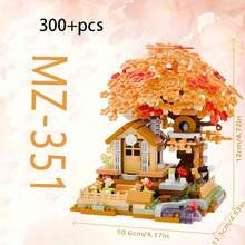 新款樱花盆栽树屋拼搭套装，成人迷你拼搭套装，迷你盆栽树屋玩具，适合万圣节/感恩节/圣诞节/复活节/情人节礼物（不含灯饰），多种颜色可选，电影/花卉/植物/爱情/童话主题，ABS树脂材质 - 彩色 - 查看 12