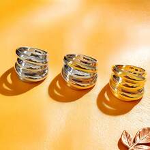 1 pieza Anillo de mujer con hilo giratorio, estilo minimalista exagerado de moda, color contrastante oro rosa, resistente al agua, no se desvanece, de alta calidad, personalizado para uso diario - Anillo de mujer de varias vueltas - Ver 8