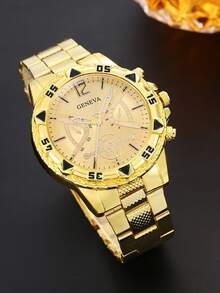 6pcs Men's Quartz Watch Set, Minimalist Style, Round Alloy Case, Business Alloy Strap, Elegant Gift Set - Multicolor - View 3