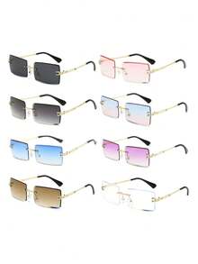 1 Pair/2 Pairs/4 Pairs/5 Pairs/6 Pairs/7 Pairs/8 Pairs Ultra-Light Rectangular Frame Decorative Glasses, Versatile Personalized Street Style Fashion Glasses For Men, Big Frame Slimming, Suitable For Daily Life And Outdoor Travel Accessories, Essential For Going Out - Multicolor - View 38