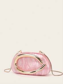 Gets Pink Acrylic Clutch Purse For Women Marbling Evening Wedding Handbags Acrylic Shell Box Purses For Party Prom Cocktail - 粉色 - 查看 3