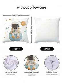 1/2/4pcs Space Adventure Throw Pillow Covers, 17.7" X 17.7", Cartoon Astronaut & Rocket Design, Zippered Polyester Cushion Cases For Contemporary Home Decor - Machine Washable, Insert Not Included, Decorative Pillow - Multicolor - View 10
