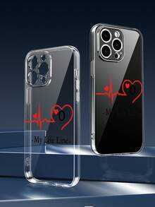 Heartbeat & Letter O Pattern Clear TK Viral Clean Girl MagSafe Compatible Phone Case For IPhone For Minimalists | Love Life WFH Office Positive Energy Good Vibes Only | Compatible With IPhone 17,16,15,14,13,12,11 Series | Your Signature Look Affordable Luxury - 無色 - 查看 2